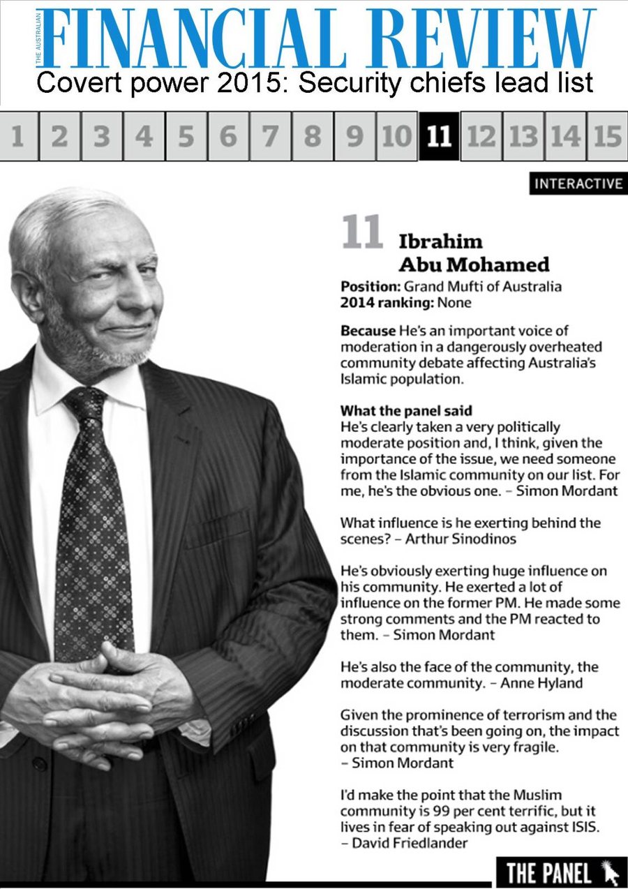 Australian Financial Review power list feature on the Grand Mufti